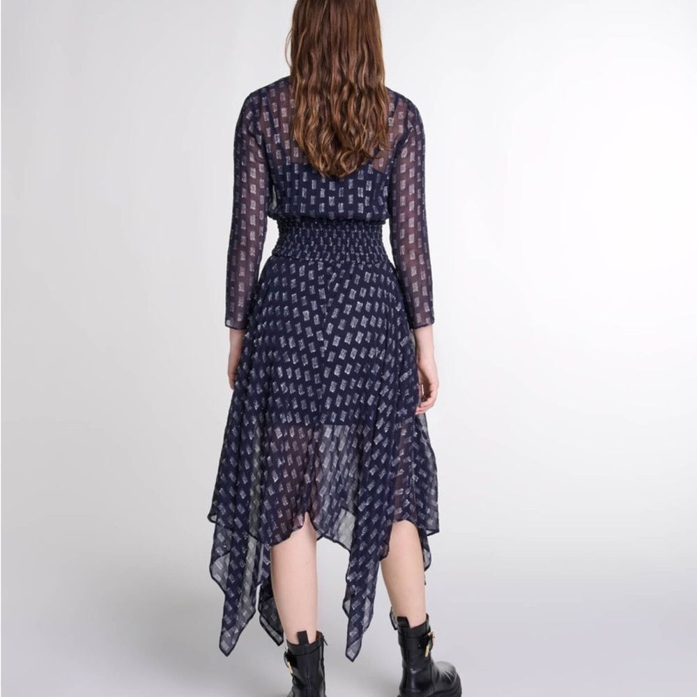 Maje Navy Asymmetrical Dress size 40 us 8 NWOT - Picture 4 of 8